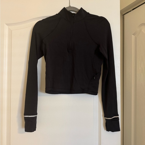 lululemon athletica Black Rulu Cropped Half Zip Long Sleeve - Picture 2 of 4